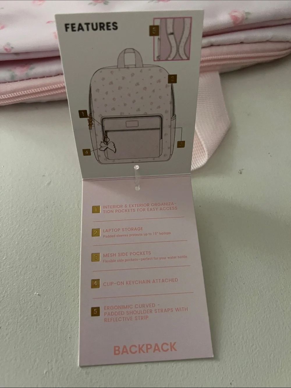 NWT LoveShackFancy x Target Pale Pink Quilted Kids Backpack with Bow Charm